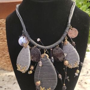 Grey and Gold Statement Necklace